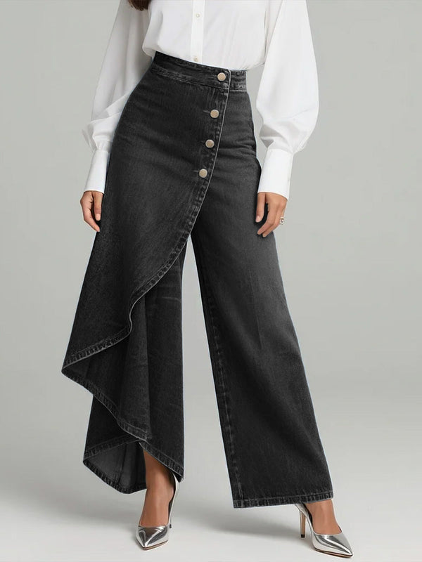 Women's High-Waisted Wide-Leg Jeans with Relaxed Fit