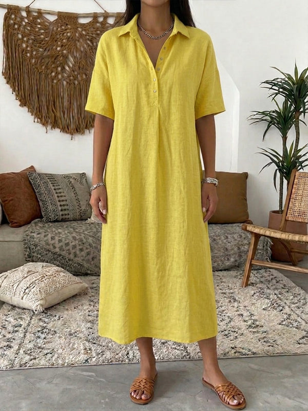 Women’s Casual Short-Sleeve Collared Midi Dress