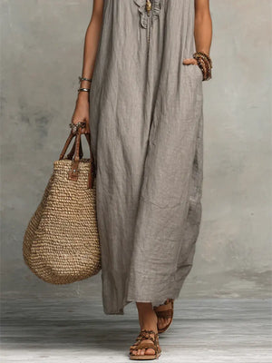 Women's Bohemian Maxi Dress with V-Neckline