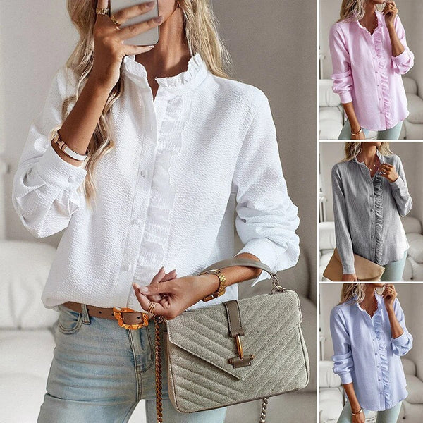 Flattering Long Sleeve Women Shirt With Cuffs