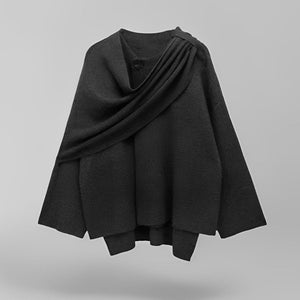 Elegant Oversized Knit Poncho Sweater for Women