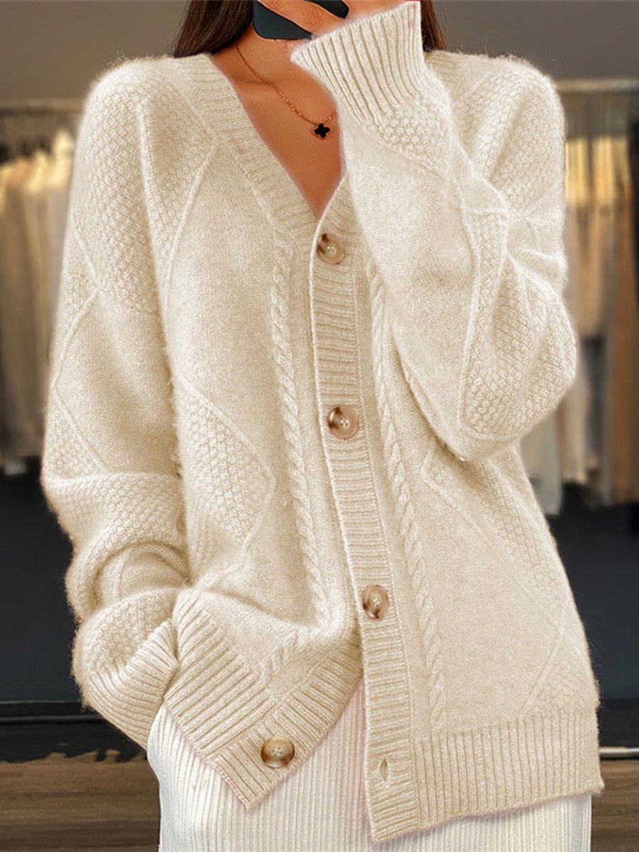 Cable Knit V-Neck Women's Cardigan