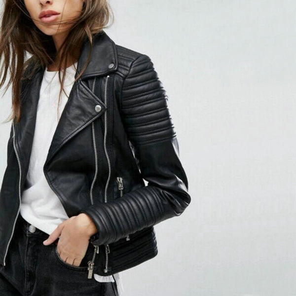 Chaqueta clásica de motociclista para mujer con estilo moto atemporal
