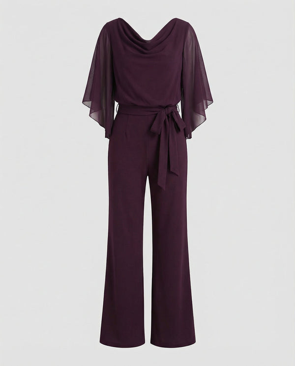 Women's Wide-Leg Jumpsuit with Lace-Up Waist