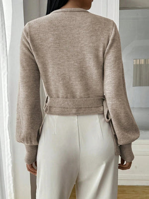 Elegant Wrap Knit Sweater Top for Women