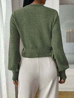 Elegant Wrap Knit Sweater Top for Women