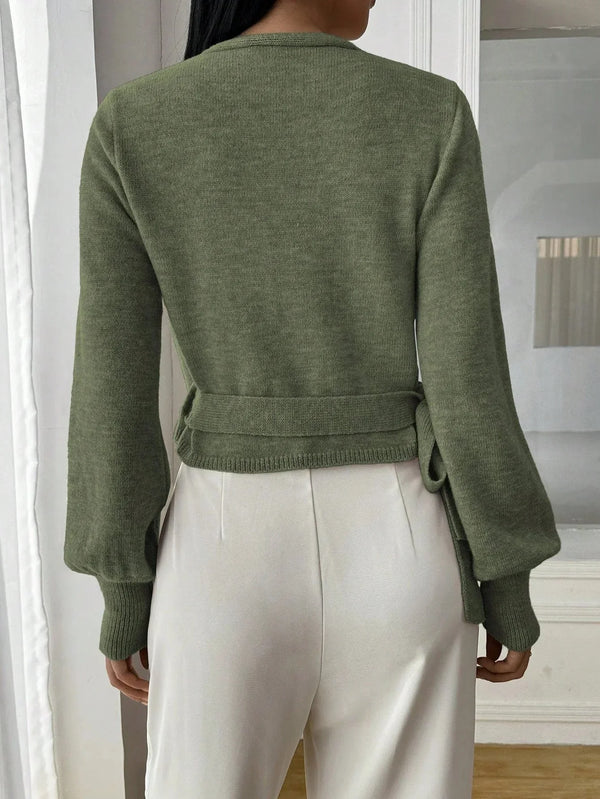 Elegant Wrap Knit Sweater Top for Women