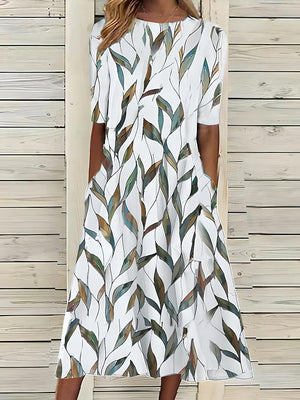 Women's Coastal Floral A-Line Midi Dress