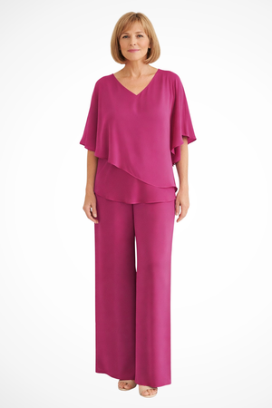 Conjunto de dos piezas para mujer con pantalones anchos y fluidos para estar en casa