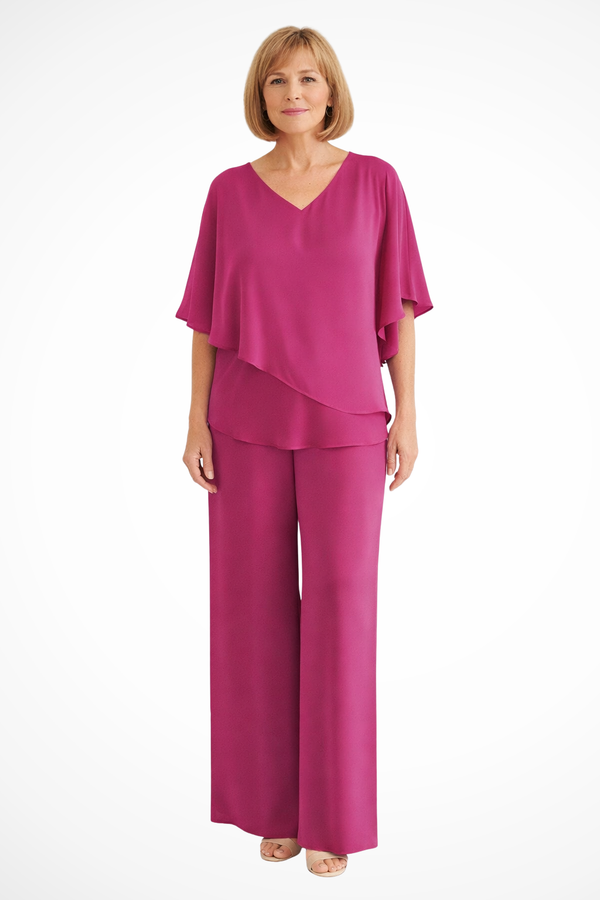 Conjunto de dos piezas para mujer con pantalones anchos y fluidos para estar en casa