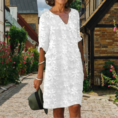 Women’s Floral Embroidered V-Neck Mini Dress