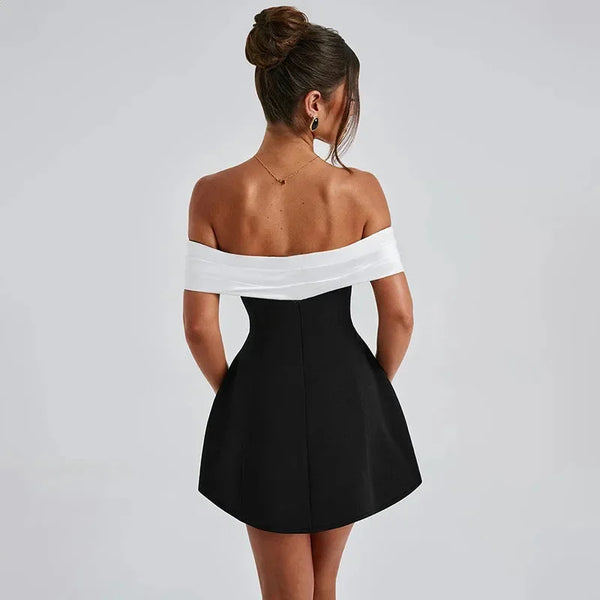 Off Shoulder Fit and Flare Mini Dress for Women