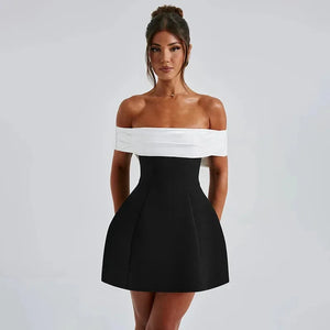 Off Shoulder Fit and Flare Mini Dress for Women