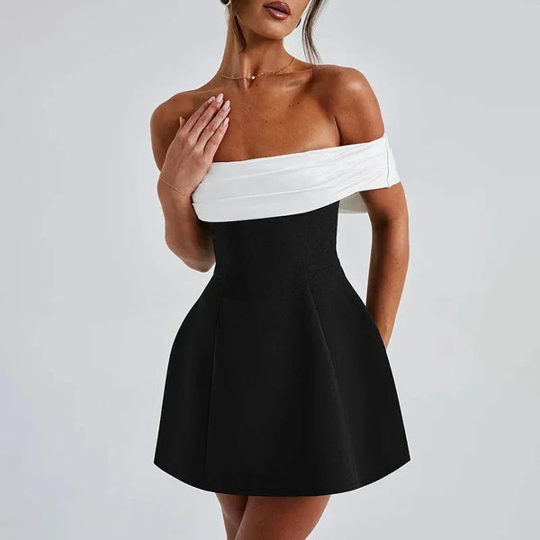 Off Shoulder Fit and Flare Mini Dress for Women
