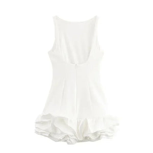 Women's Sleeveless Ruffle Mini Dress with Open Back