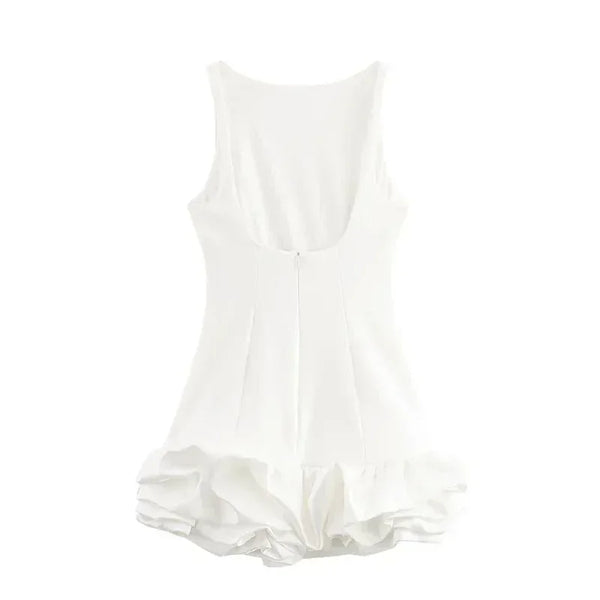 Women's Sleeveless Ruffle Mini Dress with Open Back