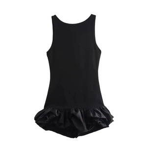 Women's Sleeveless Ruffle Mini Dress with Open Back
