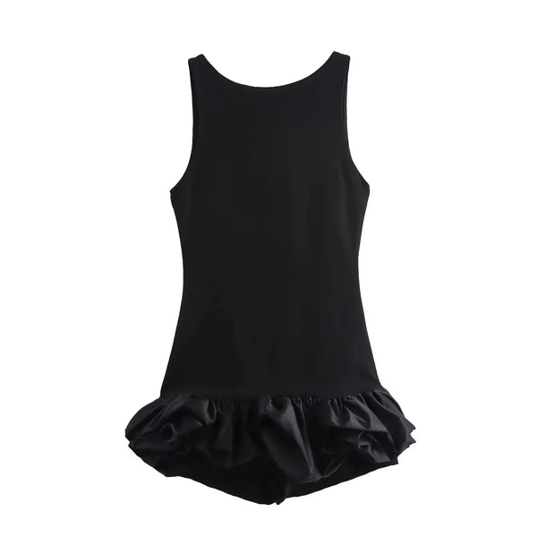 Women's Sleeveless Ruffle Mini Dress with Open Back