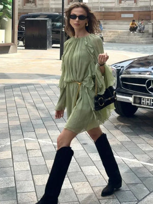 Ruffle Sleeve Flowy Mini Dress for Women