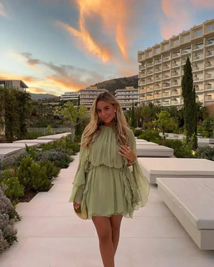 Ruffle Sleeve Flowy Mini Dress for Women