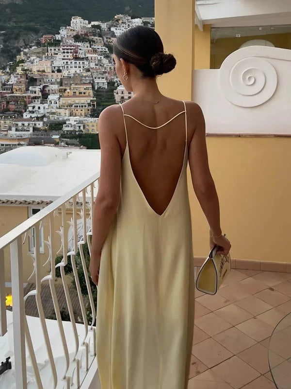 Elegant Open Back Maxi Dress for Women