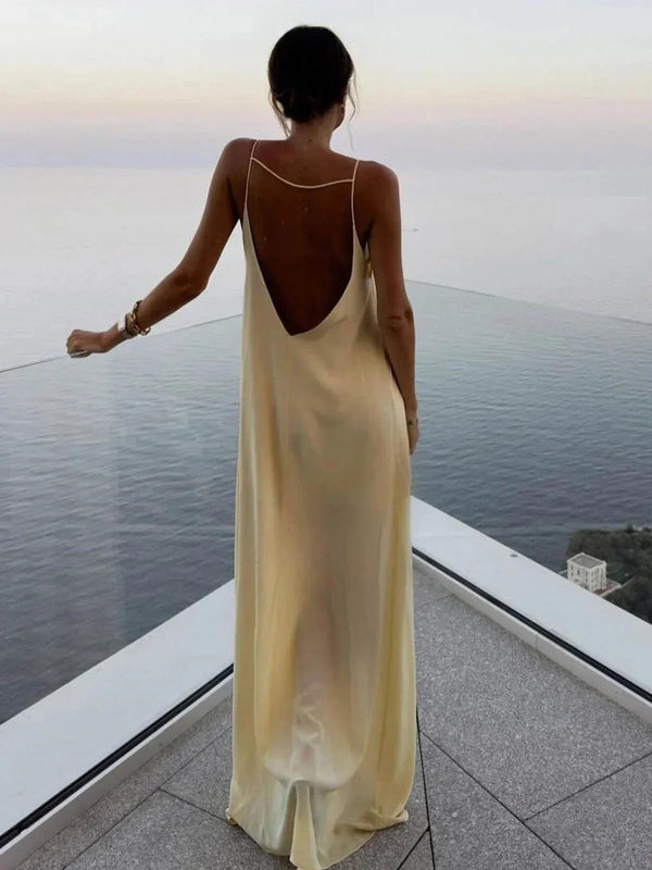 Elegant Open Back Maxi Dress for Women