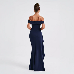 Elegant Off-Shoulder Slit Maxi Dress