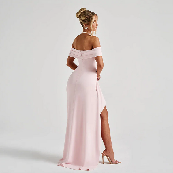 Elegant Off-Shoulder Slit Maxi Dress