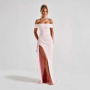 Elegant Off-Shoulder Slit Maxi Dress