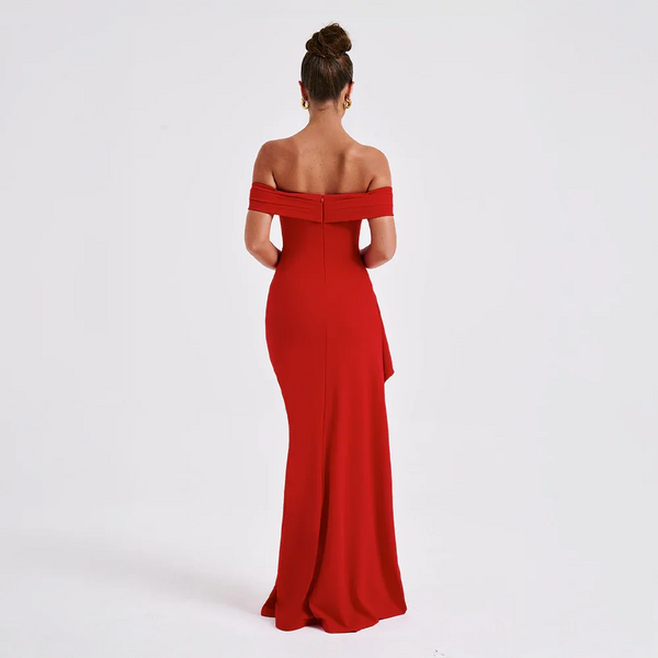 Elegant Off-Shoulder Slit Maxi Dress