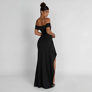 Elegant Off-Shoulder Slit Maxi Dress
