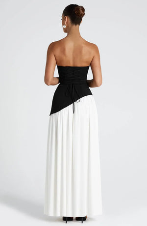 Women’s Strapless Draped High Slit Maxi Dress