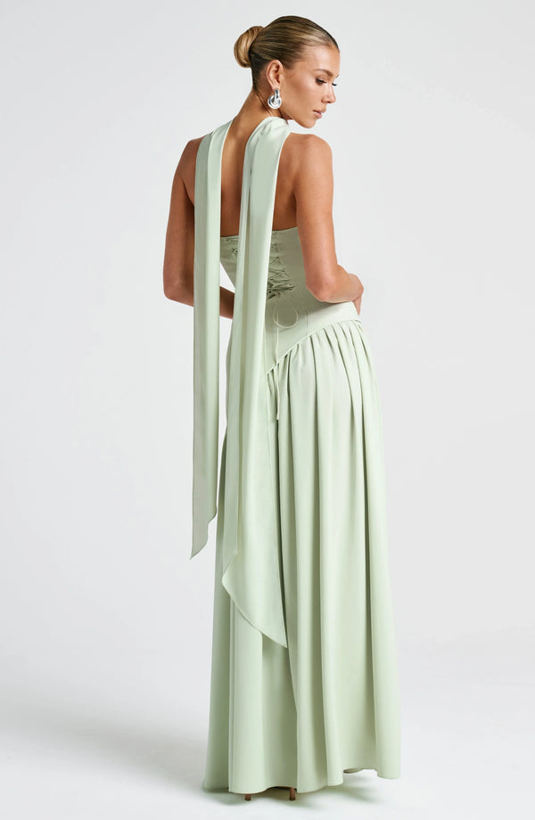Women’s Strapless Draped High Slit Maxi Dress
