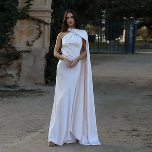 Women's One Shoulder Maxi Dress with Flowing Scarf