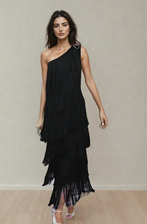 Women's Asymmetric Fringe Maxi Dress