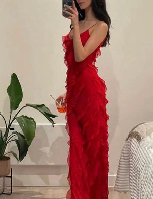 Ruffle Detail Evening Maxi Dress for Women