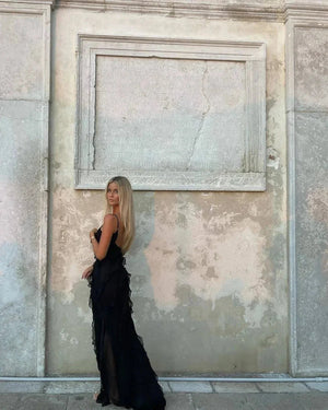 Ruffle Detail Evening Maxi Dress for Women