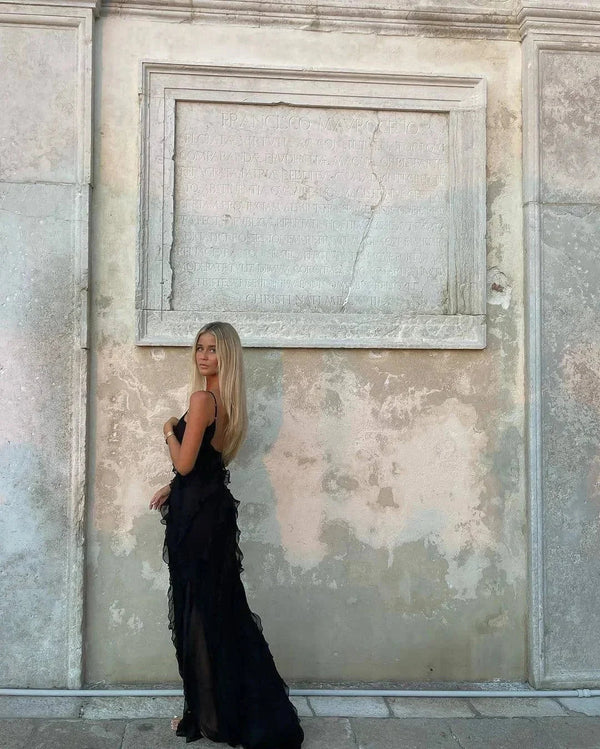 Ruffle Detail Evening Maxi Dress for Women
