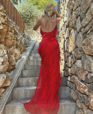 Ruffle Detail Evening Maxi Dress for Women