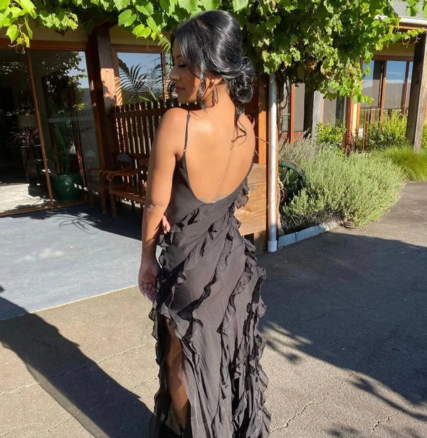 Ruffle Detail Evening Maxi Dress for Women