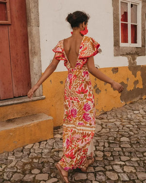 Women's Bohemian Printed V-Neck Maxi Dress