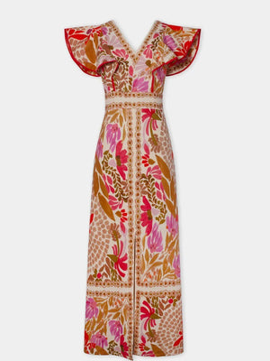 Women's Bohemian Printed V-Neck Maxi Dress