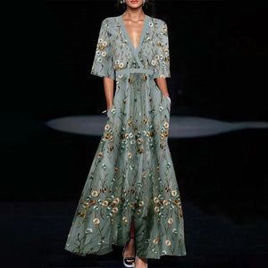 Floral V-Neck Maxi Dress for Women