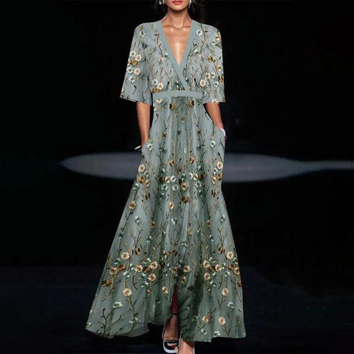 Floral V-Neck Maxi Dress for Women