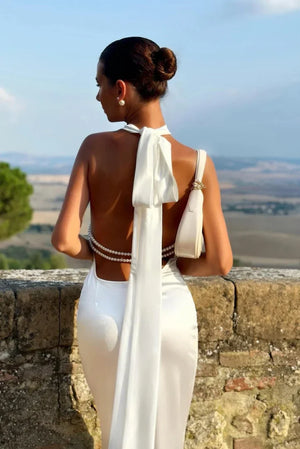 Elegant Open Back Halter Maxi Dress for Women