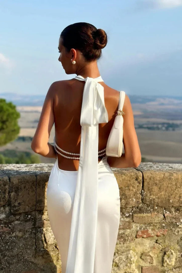 Elegant Open Back Halter Maxi Dress for Women