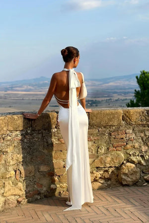 Elegant Open Back Halter Maxi Dress for Women