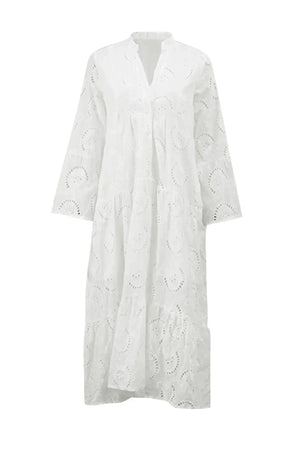 Women’s Embroidered Loose Fit Maxi Dress with Pockets