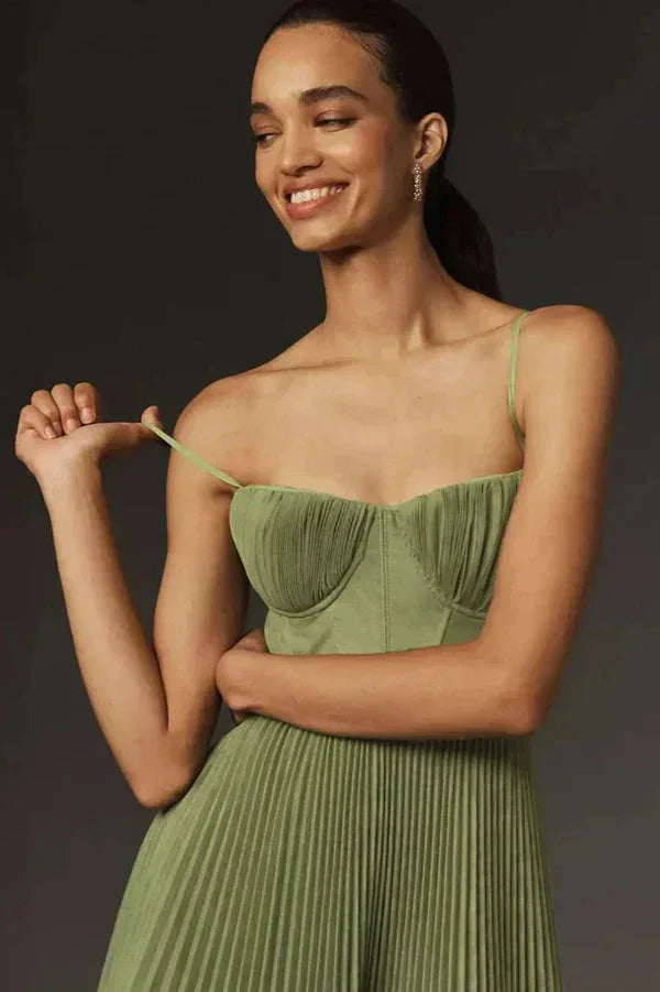 Elegant Pleated A-Line Maxi Dress for Women