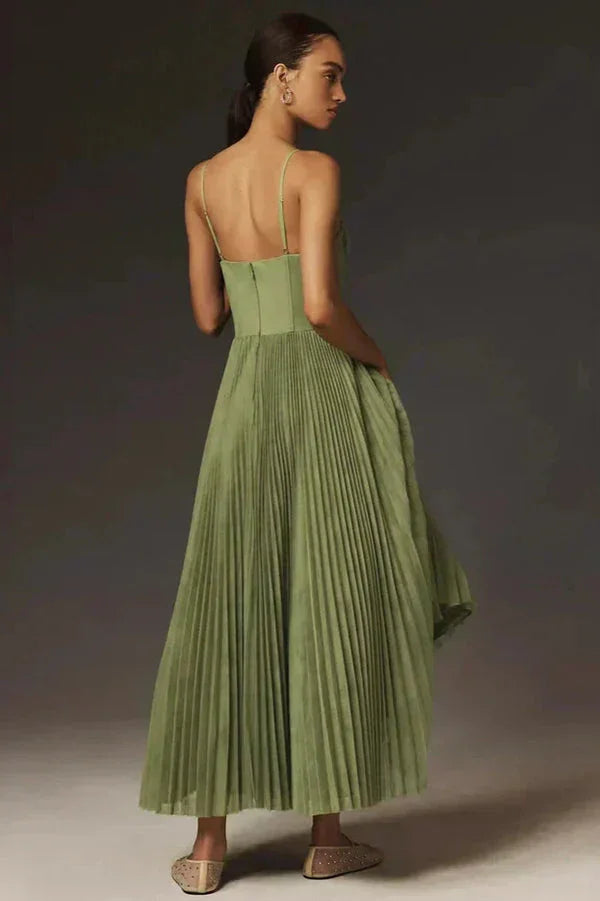 Elegant Pleated A-Line Maxi Dress for Women